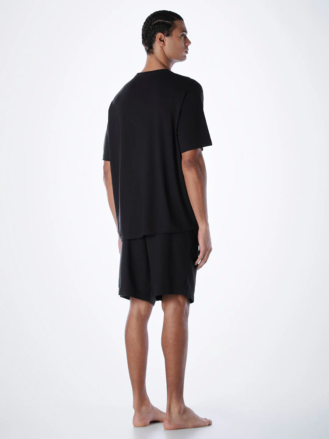 T-Shirt & Shorts Loungewear Set - Black - Image 4