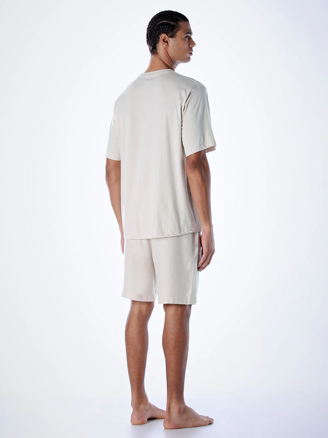 T-Shirt & Shorts Loungewear Set - Beige - Image 4