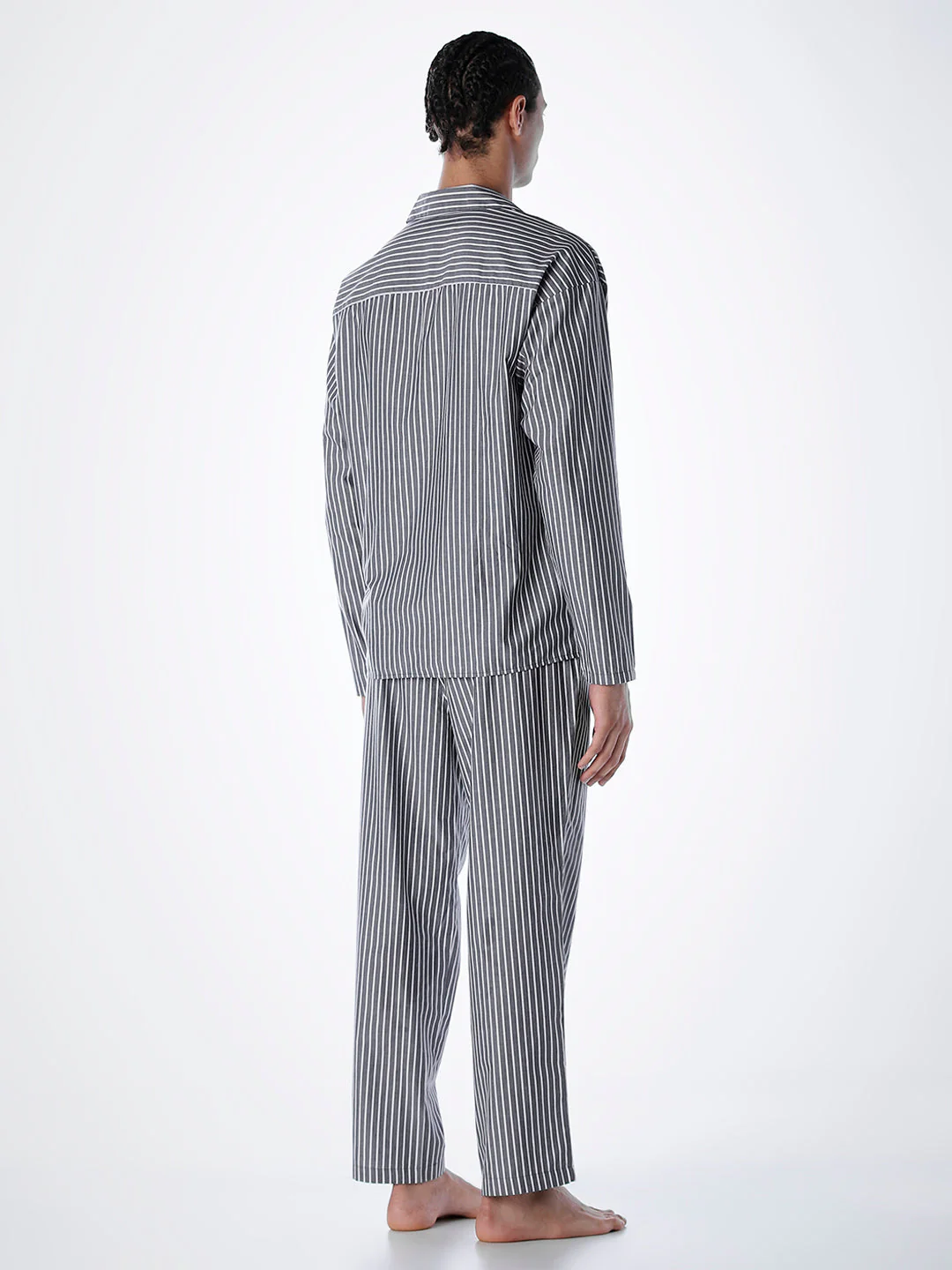 Grey Striped Shirt & Pyjama Set - Image 4