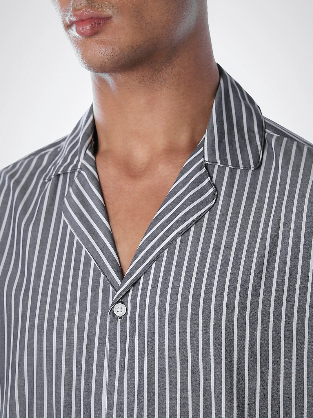 Grey Striped Shirt & Pyjama Set - Image 5