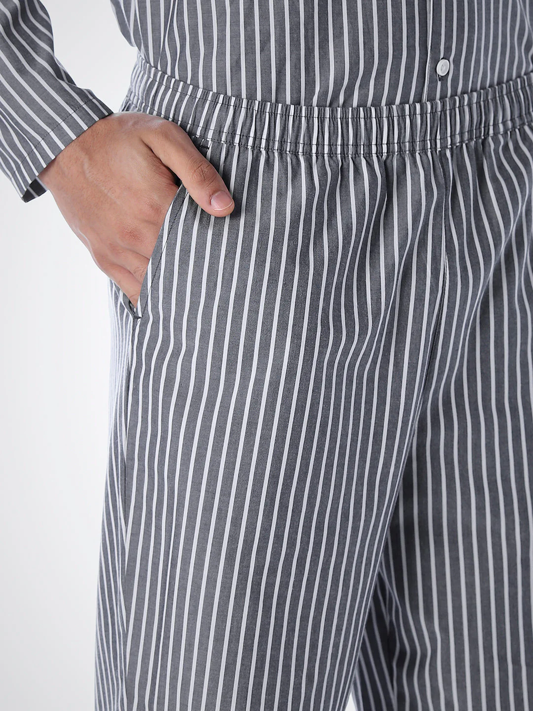 Grey Striped Shirt & Pyjama Set - Image 6