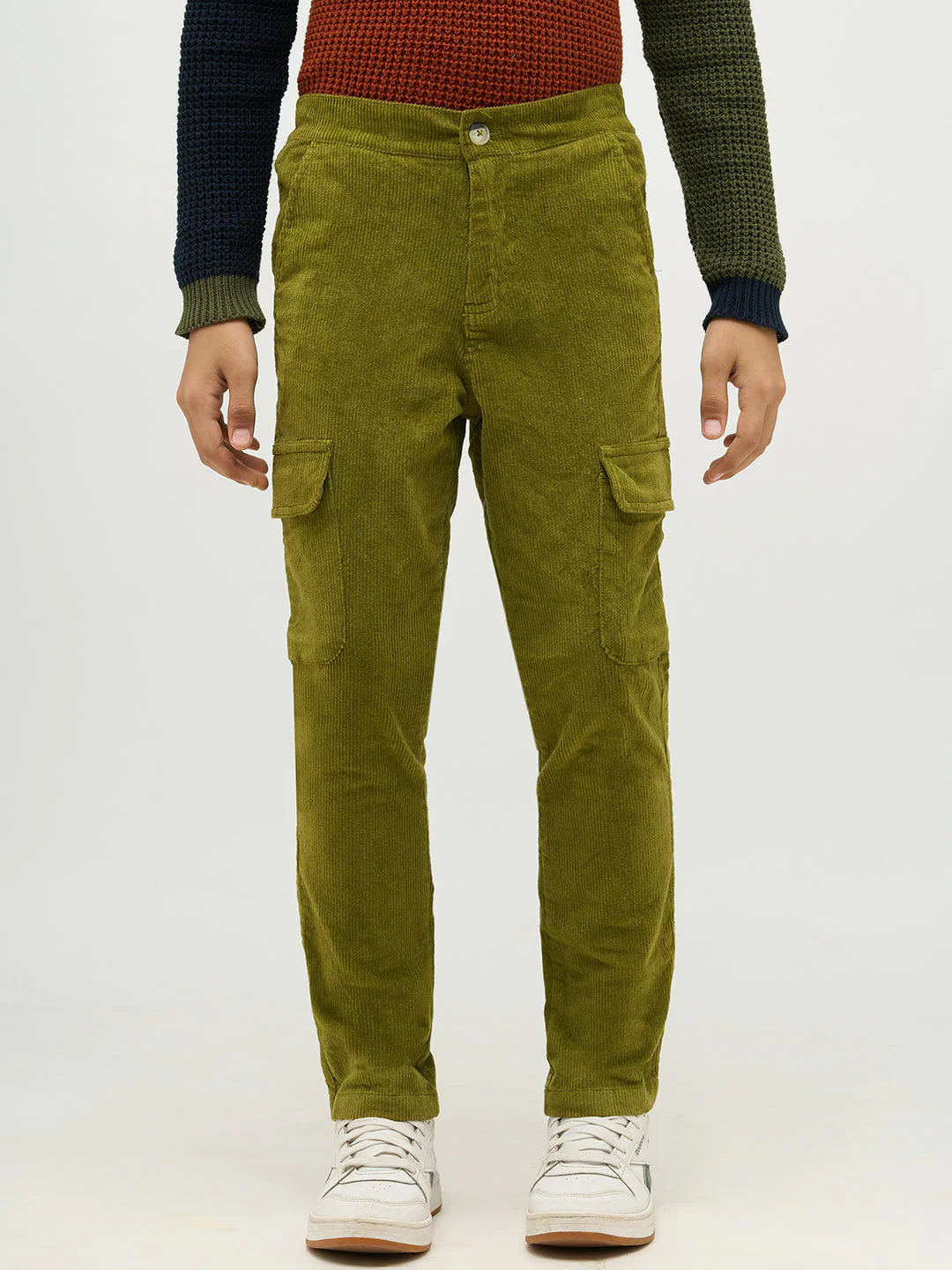 Boys Olive Green Corduroy Pants - Image 8