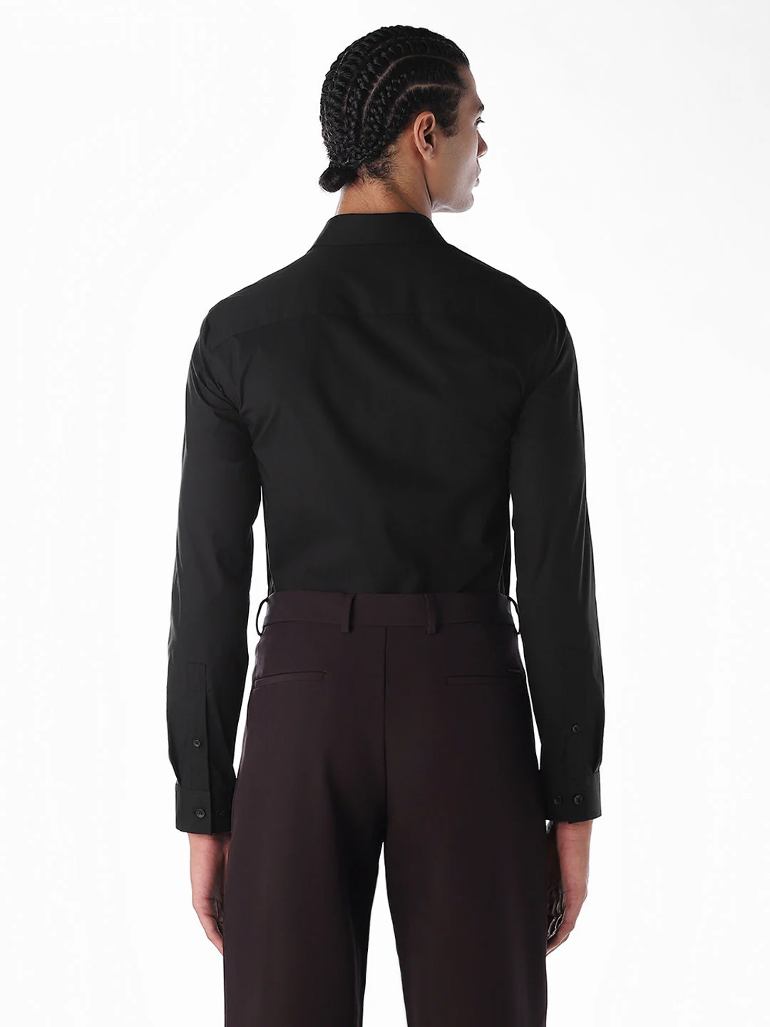 Black Poplin Stretch Formal Shirt - Image 4