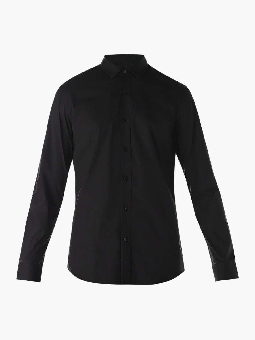 Black Poplin Stretch Formal Shirt - Image 7