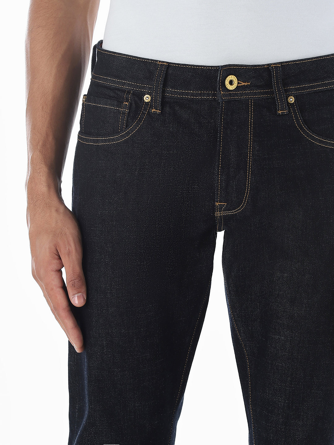 5 Pocket Contrast Stitch Regular Fit Jeans - Image 4