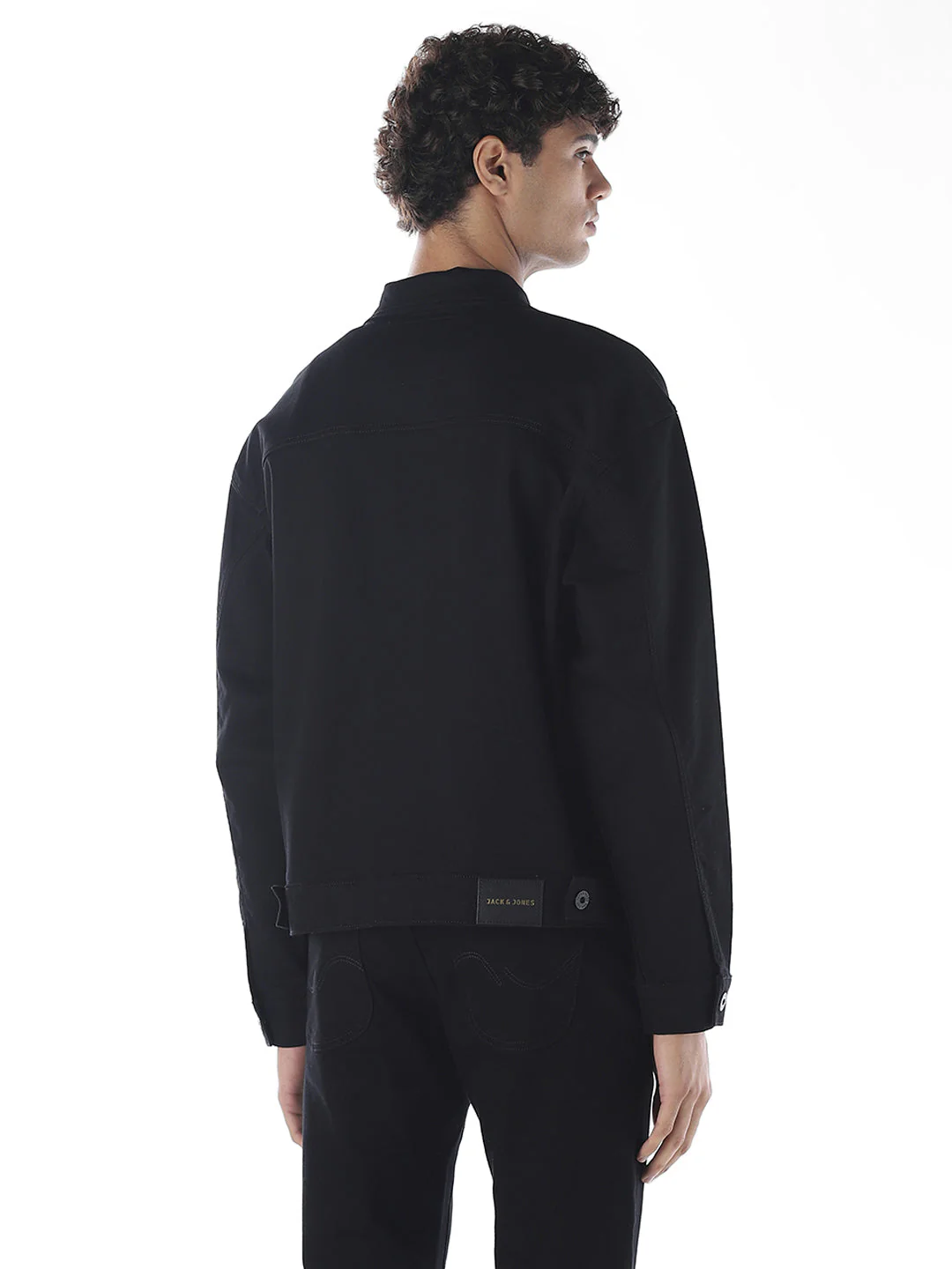 Black Cotton Blend Denim Jacket - Image 4