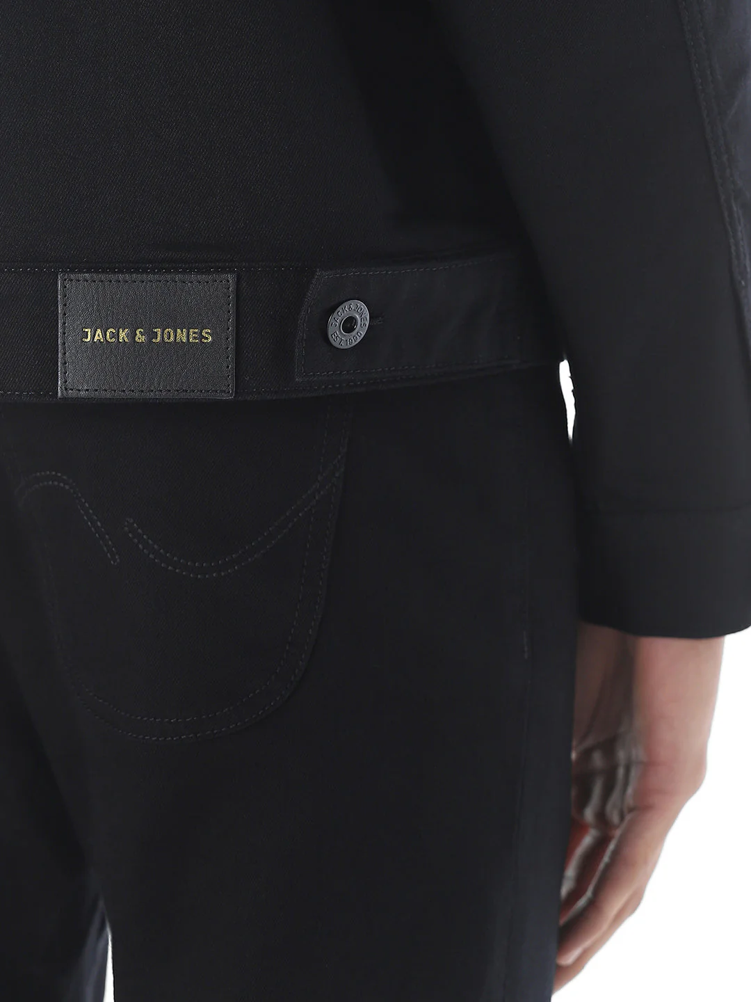 Black Cotton Blend Denim Jacket - Image 6
