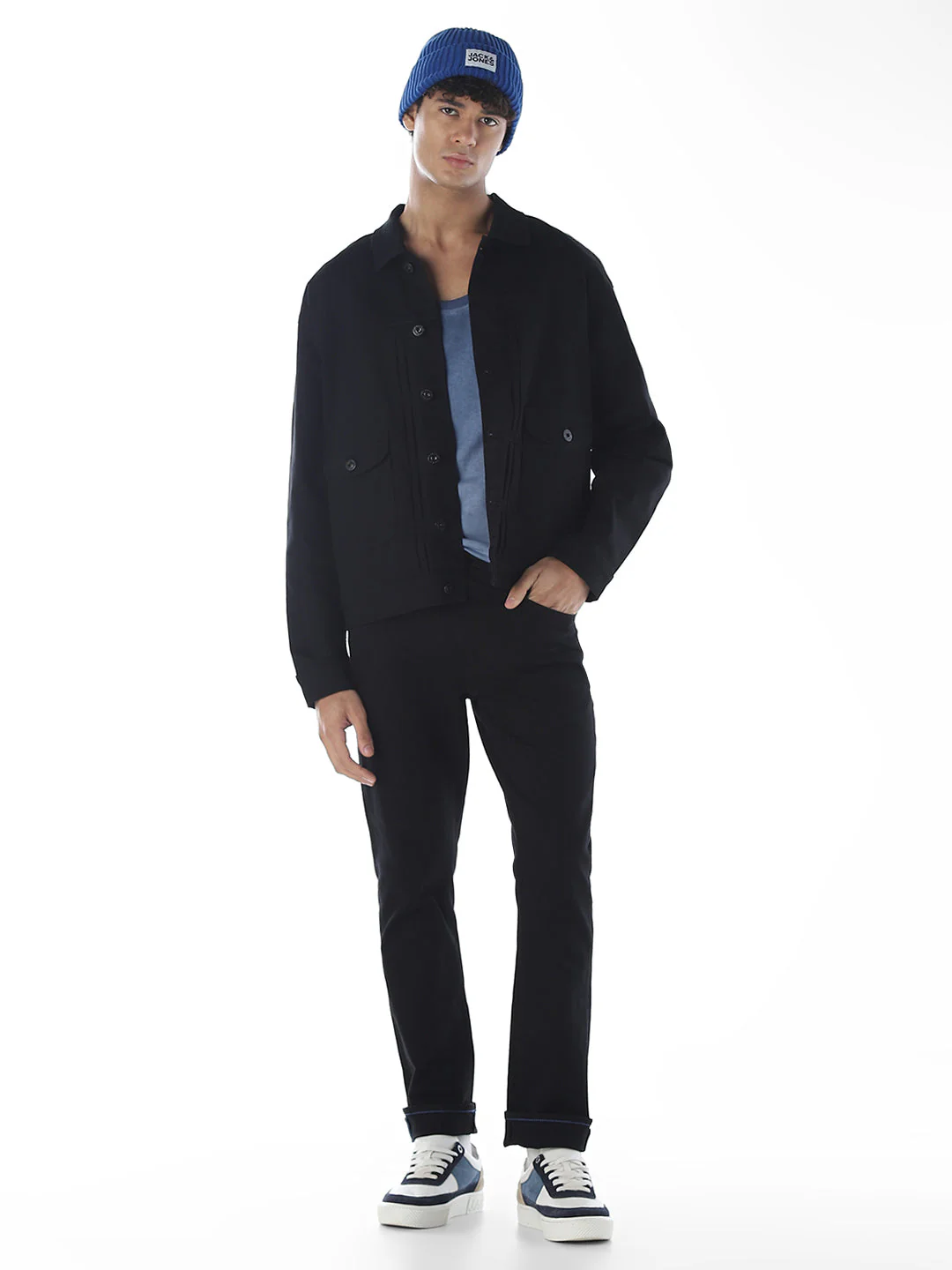 Black Cotton Blend Denim Jacket - Image 7