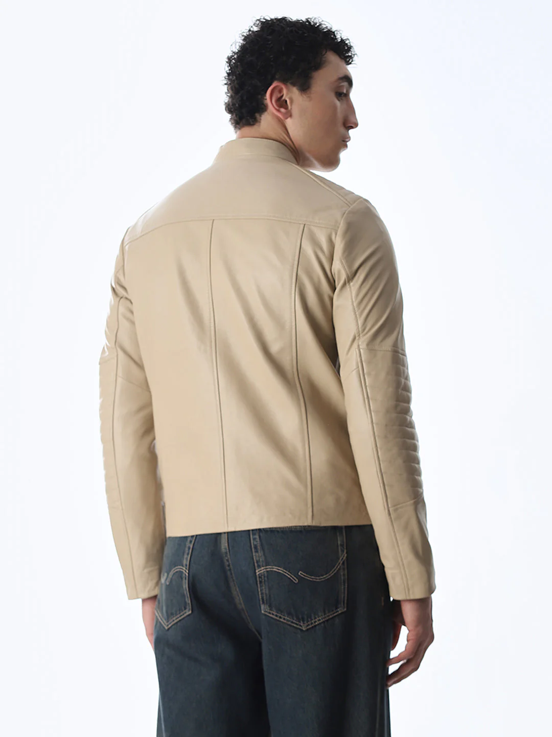 Beige Lisbon Leather Jacket - Image 4