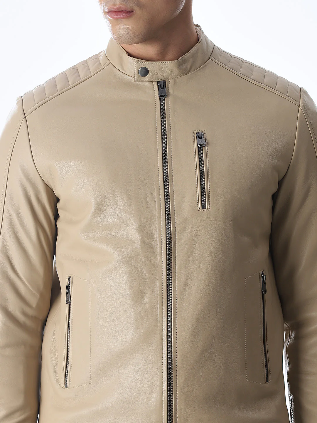 Beige Lisbon Leather Jacket - Image 5
