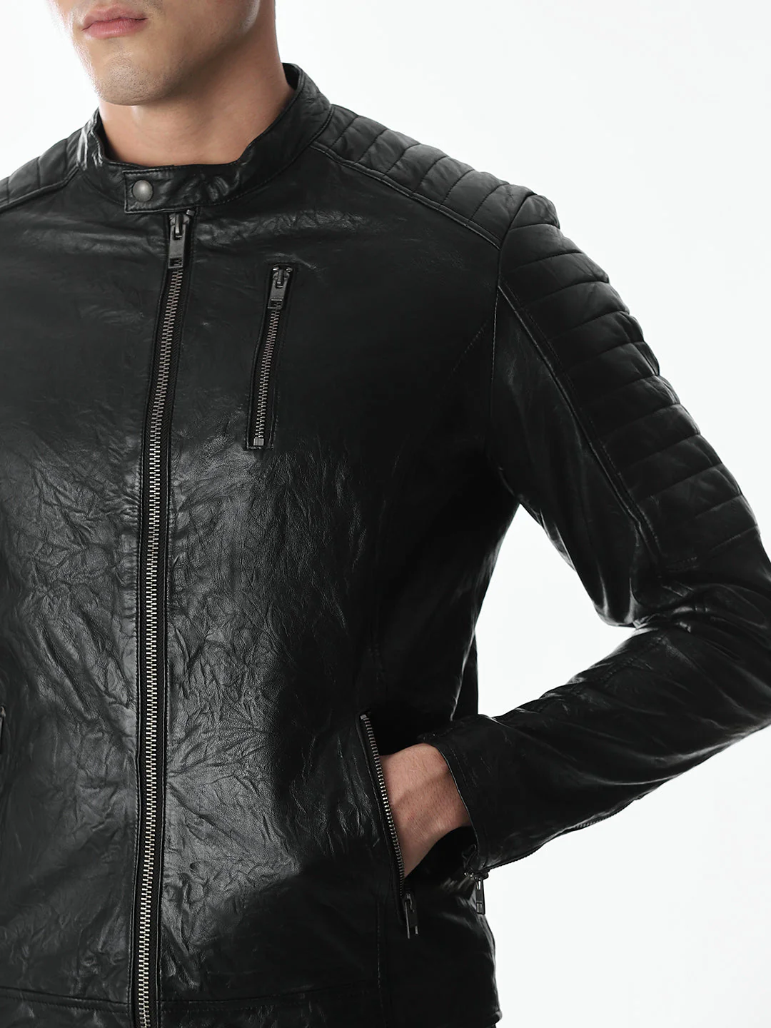 Black Norway Premium Leather Jacket - Image 5