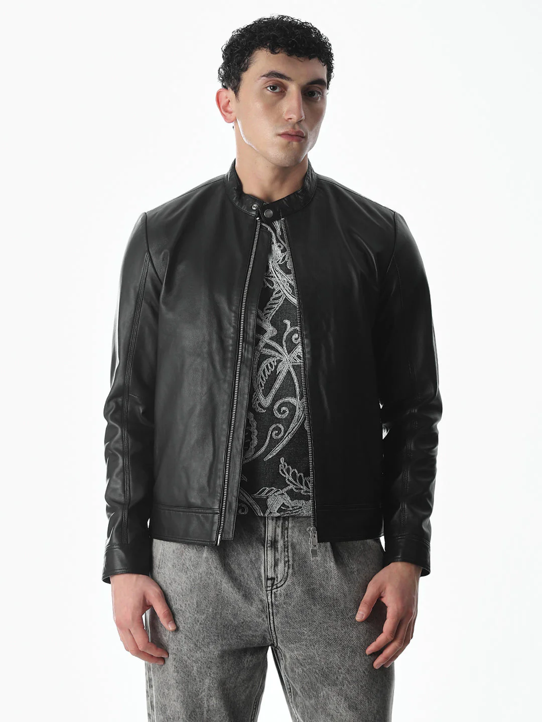 Black Tigor Leather Jacket - Image 2