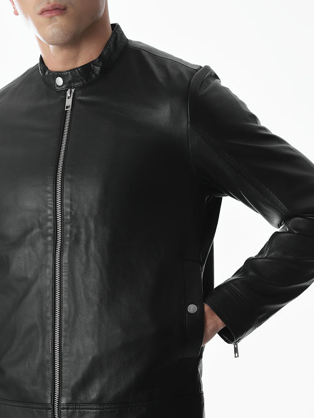 Black Tigor Leather Jacket - Image 5