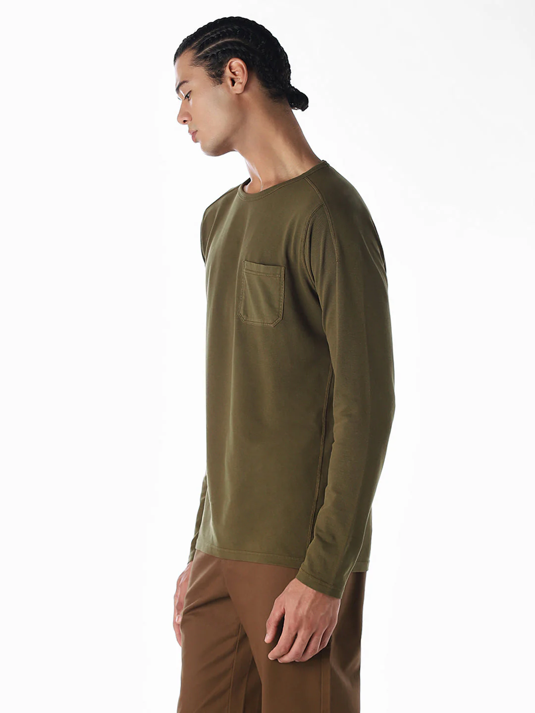 Chest Pocket Full Sleeves T-shirt - Green - Image 3
