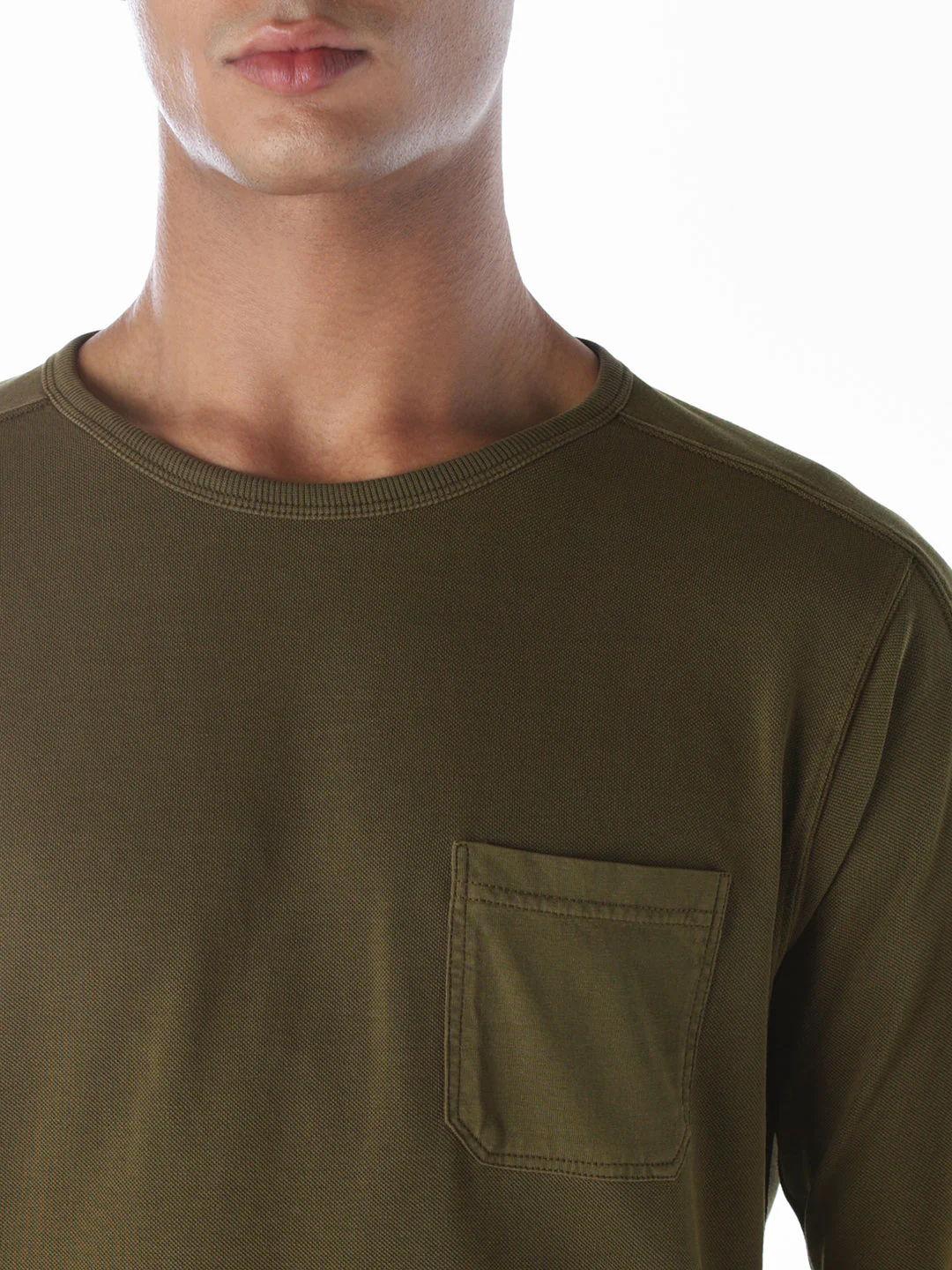 Chest Pocket Full Sleeves T-shirt - Green - Image 5