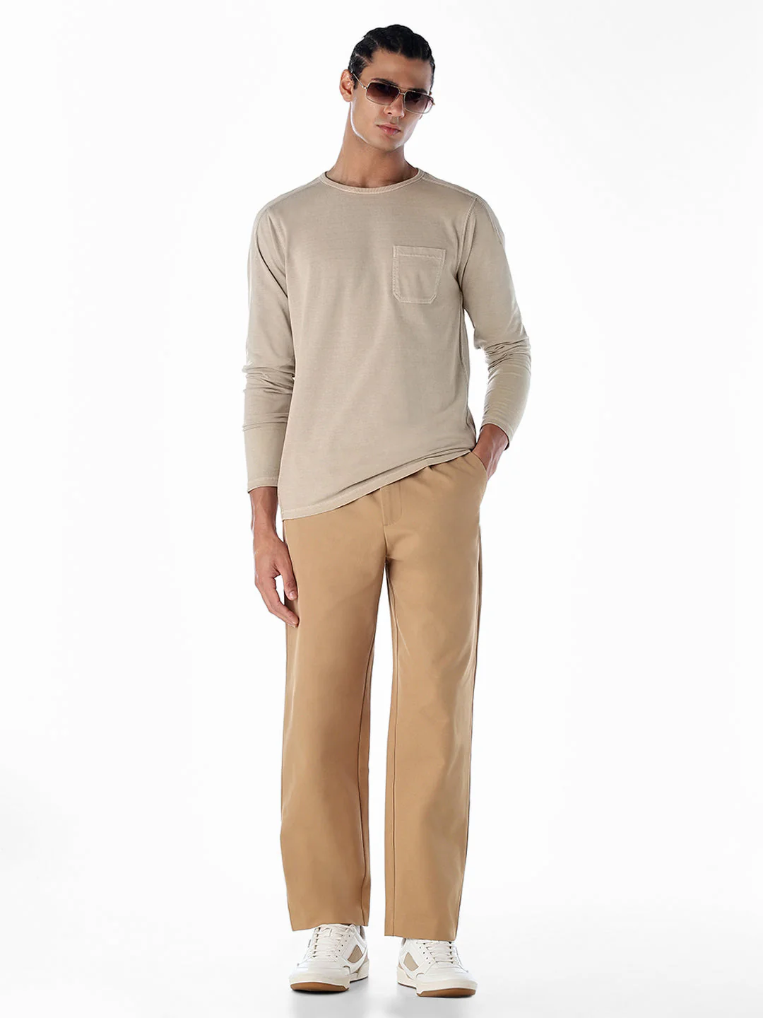 Chest Pocket Full Sleeves T-shirt - Brown - Image 6