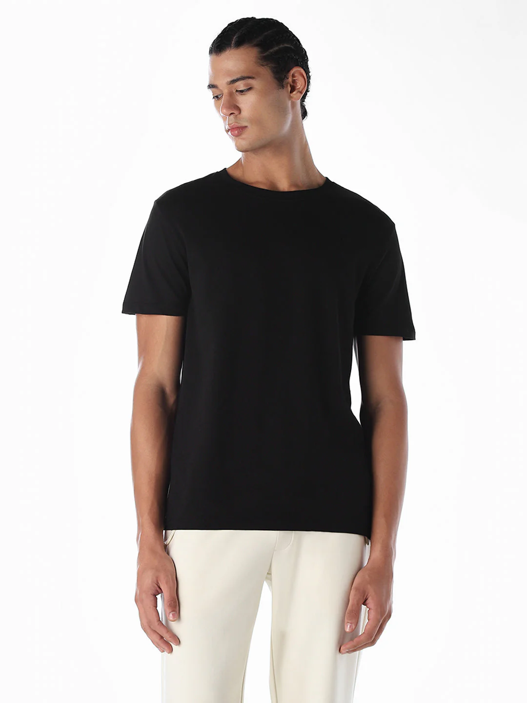 Cotton Regular Fit T-shirt - Black - Image 2