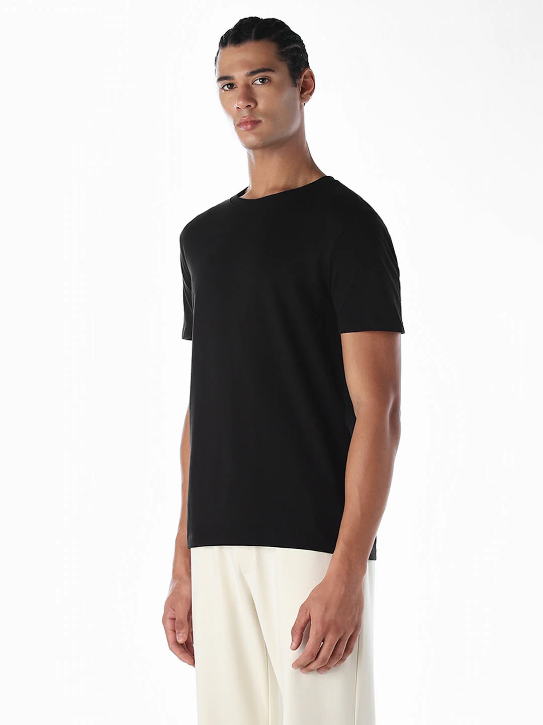 Cotton Regular Fit T-shirt - Black - Image 3