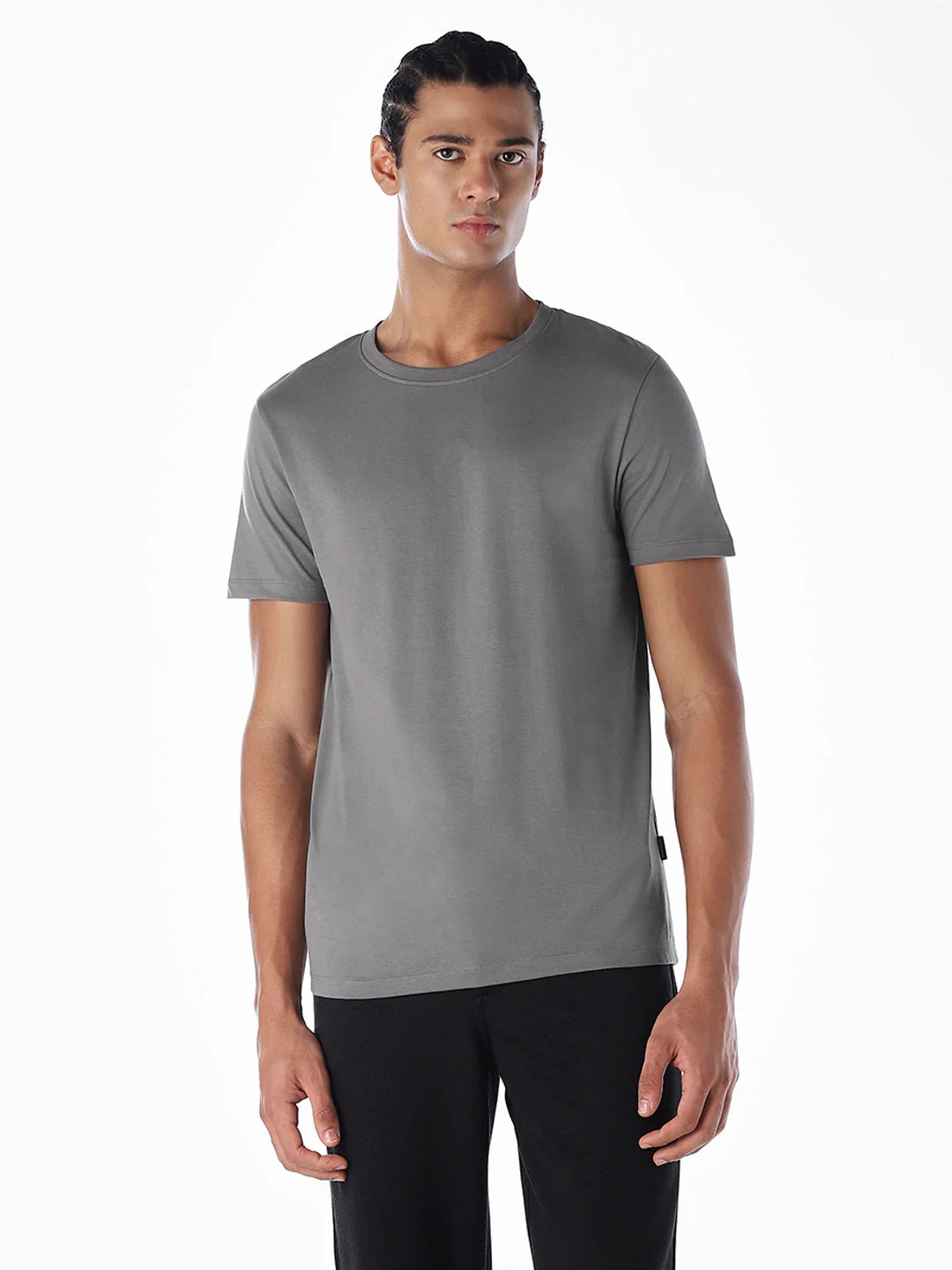 Cotton Regular Fit T-shirt - Grey - Image 2