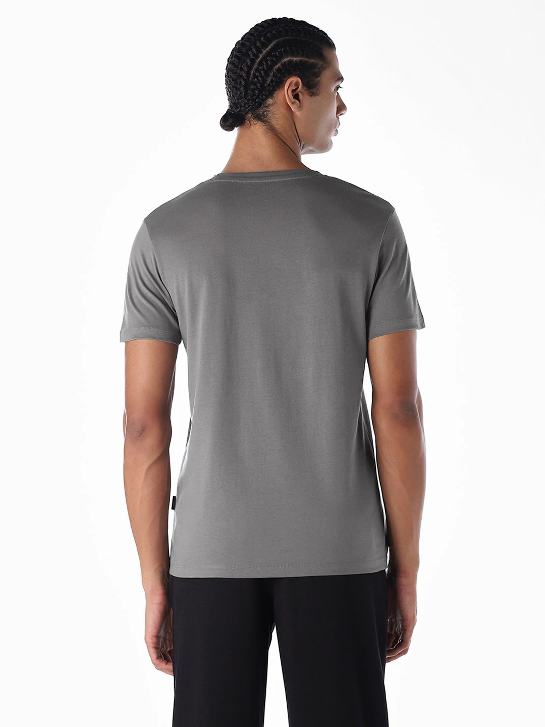 Cotton Regular Fit T-shirt - Grey - Image 4