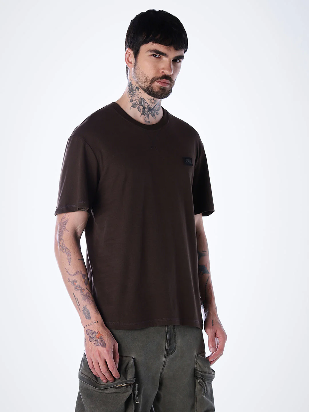 Classic Twill Crew Neck T-shirt - Brown - Image 3