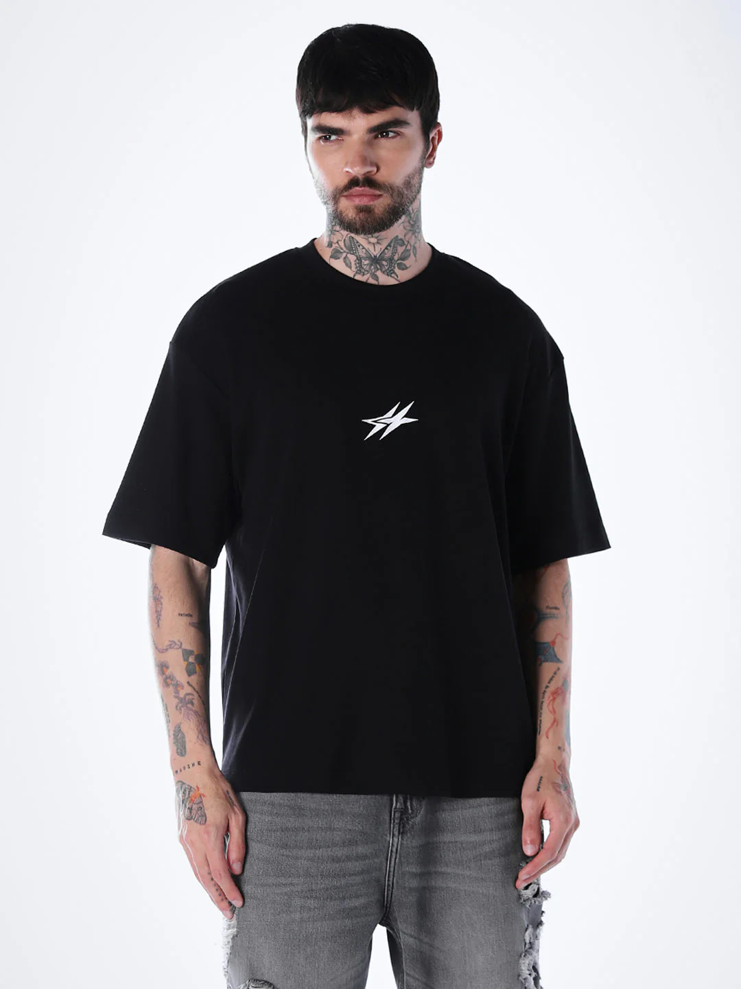 Graphic Print Cotton T-shirt - Black - Image 2