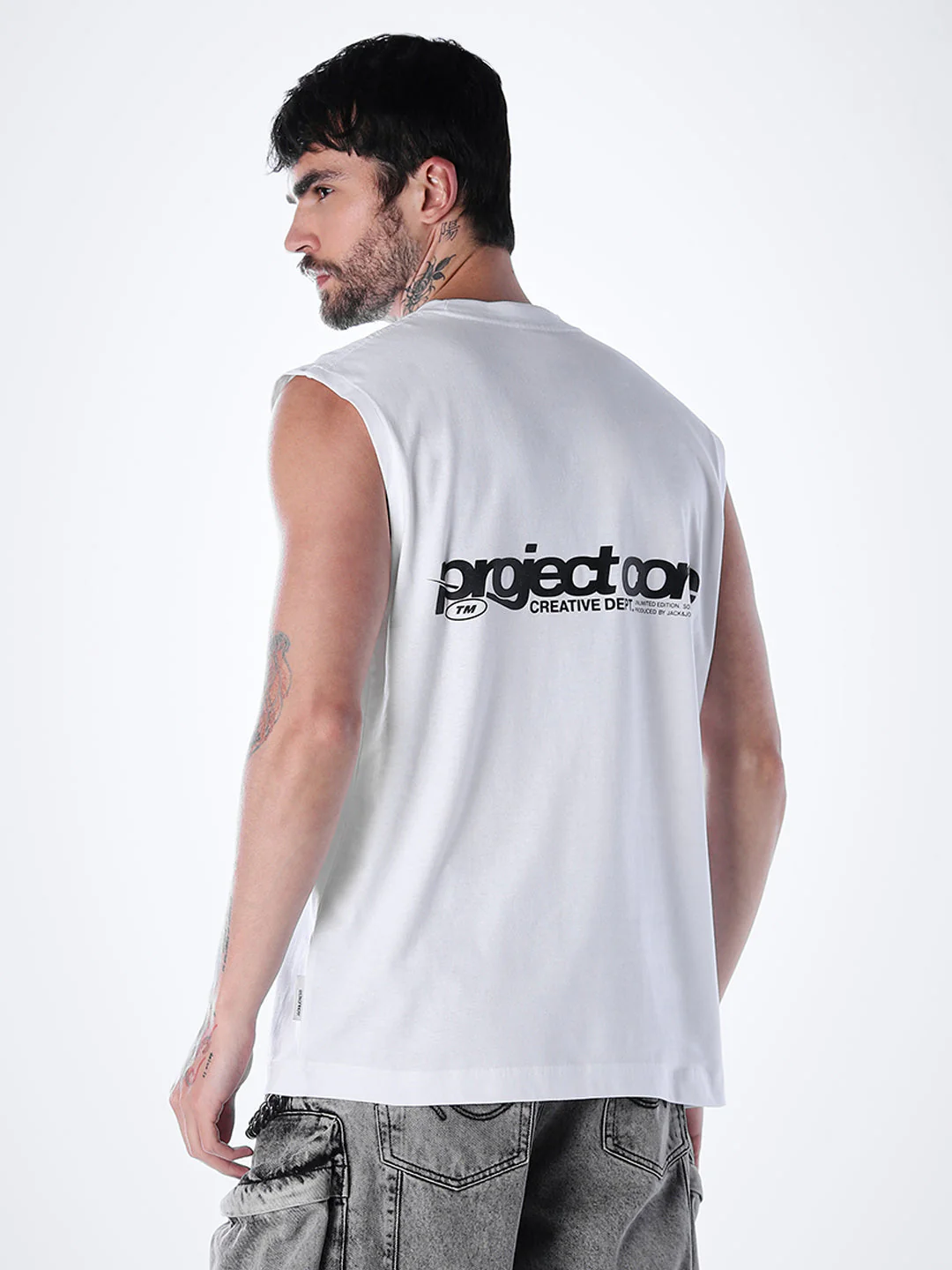Printed Crew Neck Tank - White - Image 4