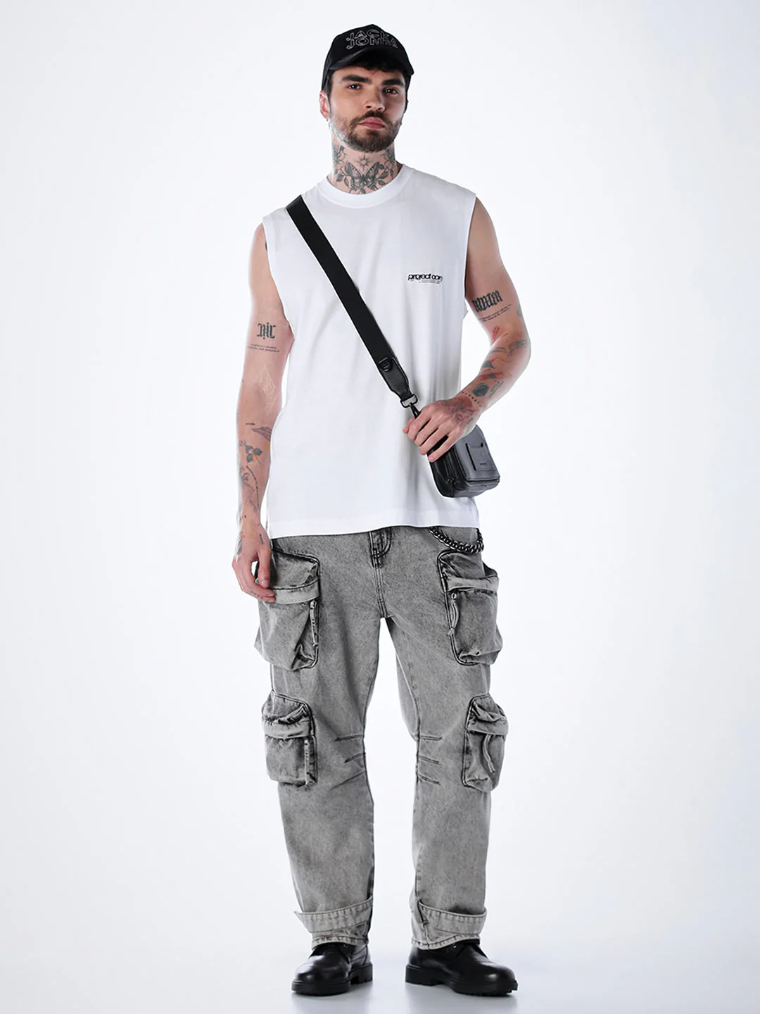 Printed Crew Neck Tank - White - Image 6