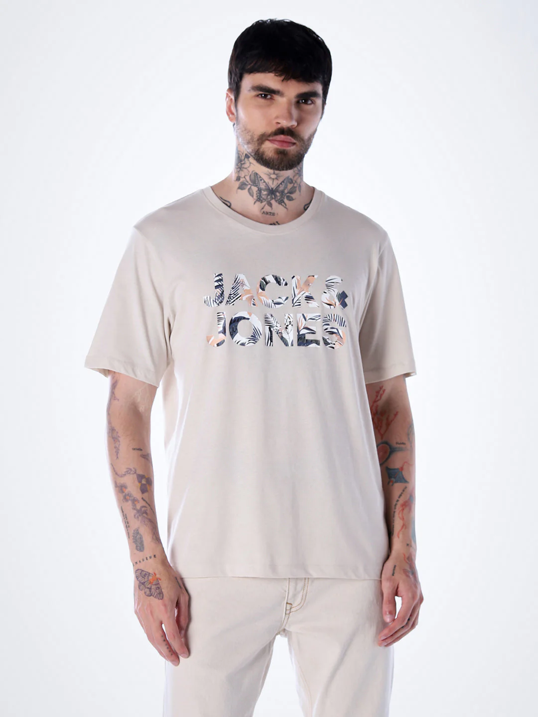 Tropical Logo Print T-shirt - Beige - Image 2