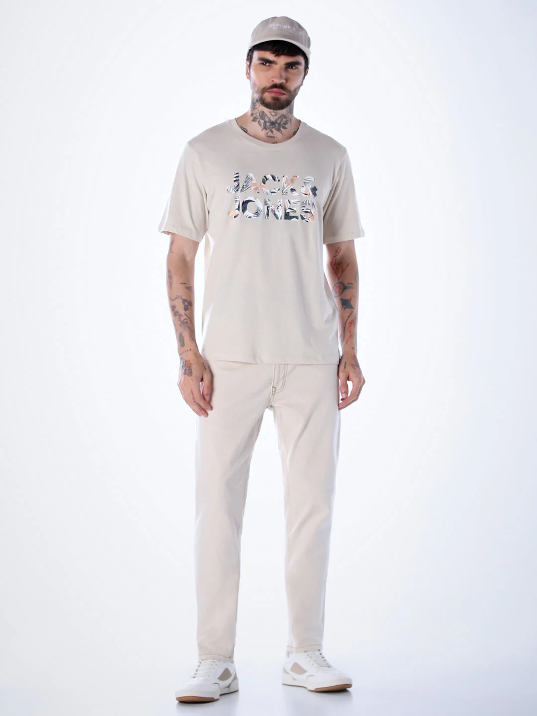 Tropical Logo Print T-shirt - Beige - Image 6