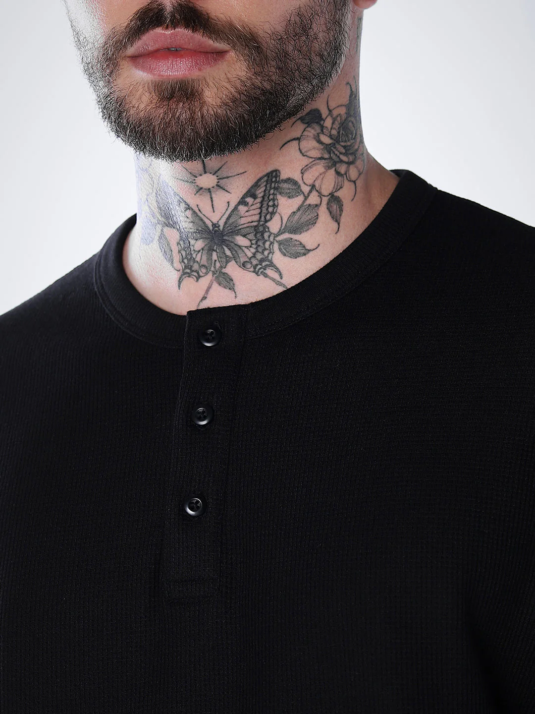 Henley Full Sleeves T-shirt - Black - Image 5