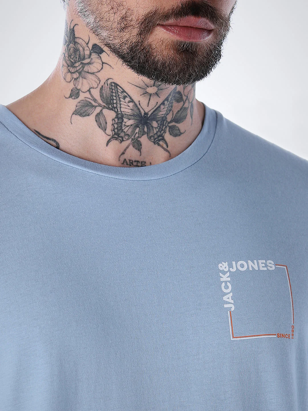 Logo print Cotton Crew Neck T-shirt - Light Blue - Image 5