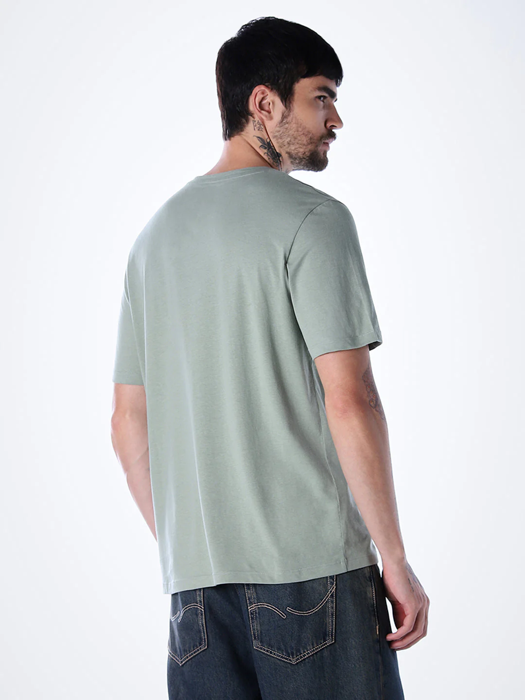 Logo print Cotton Crew Neck T-shirt - Green - Image 4