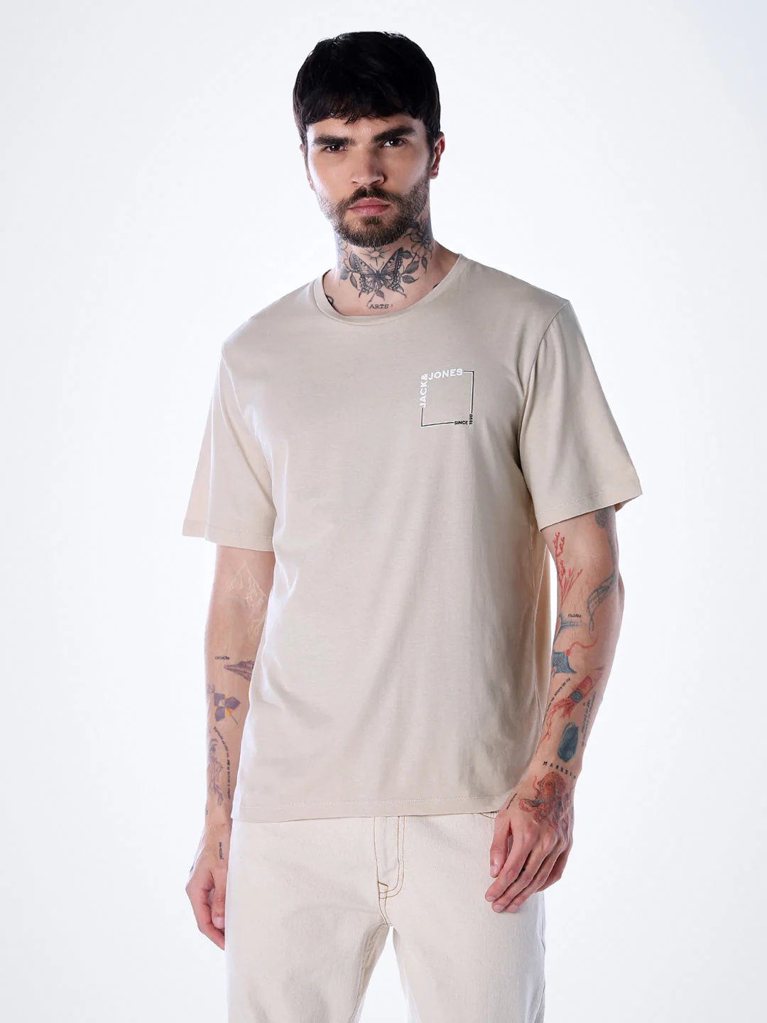Logo print Cotton Crew Neck T-shirt - Beige - Image 2
