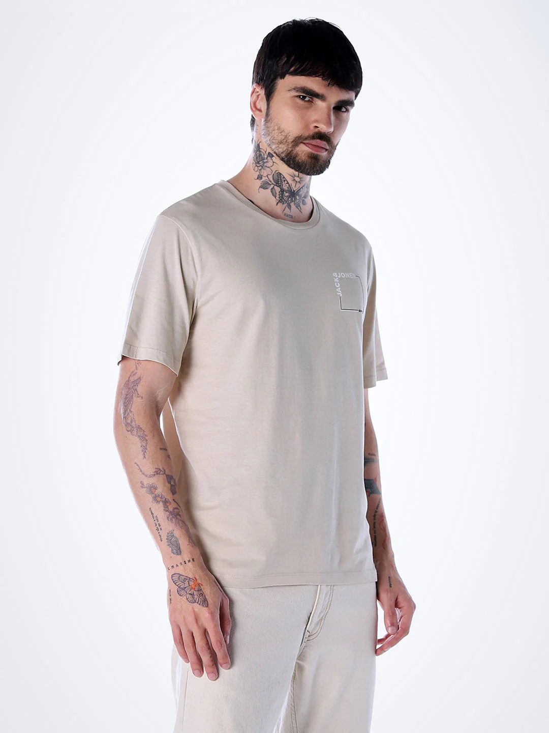 Logo print Cotton Crew Neck T-shirt - Beige - Image 3