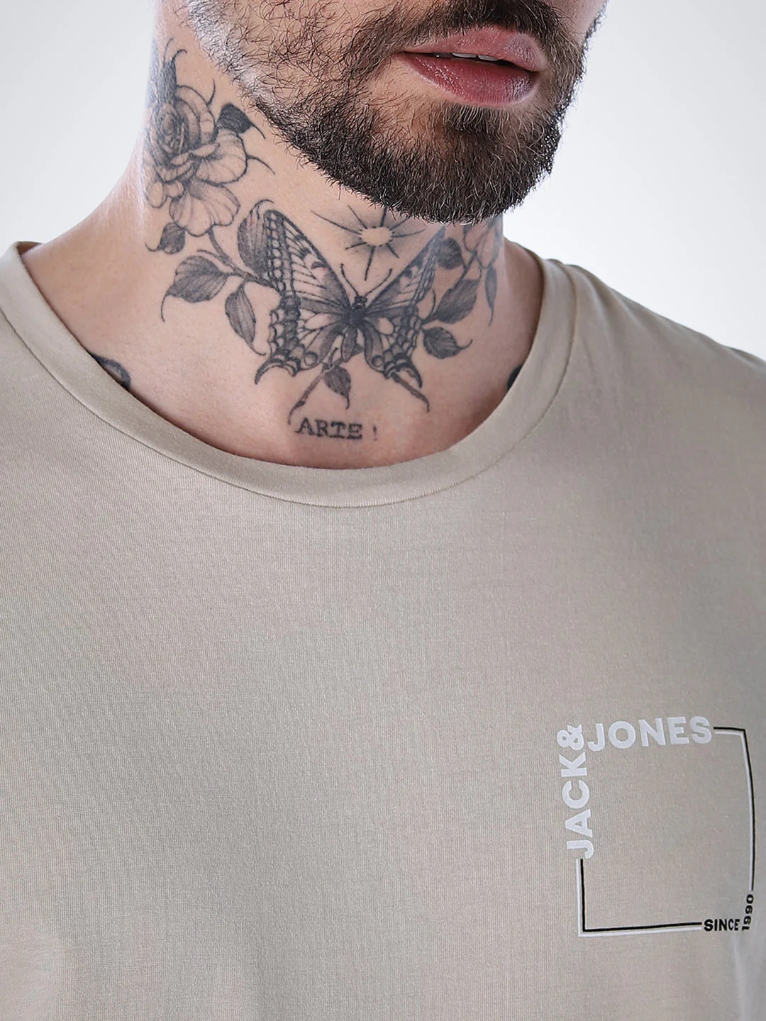 Logo print Cotton Crew Neck T-shirt - Beige - Image 5