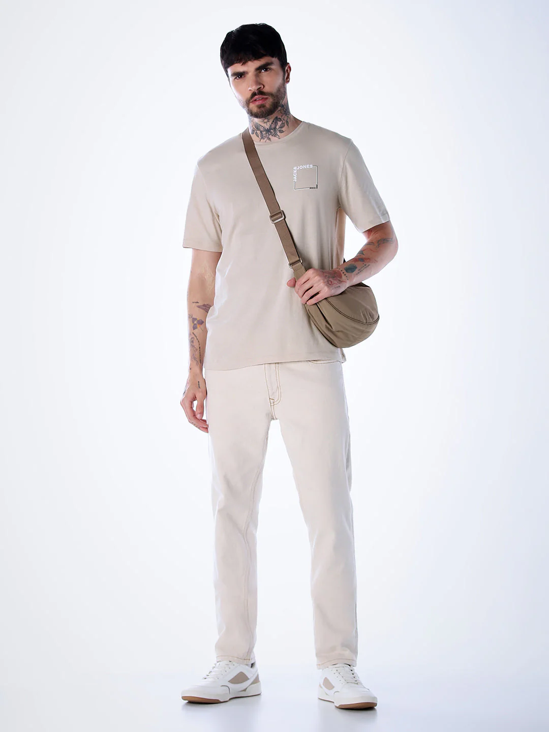 Logo print Cotton Crew Neck T-shirt - Beige - Image 6