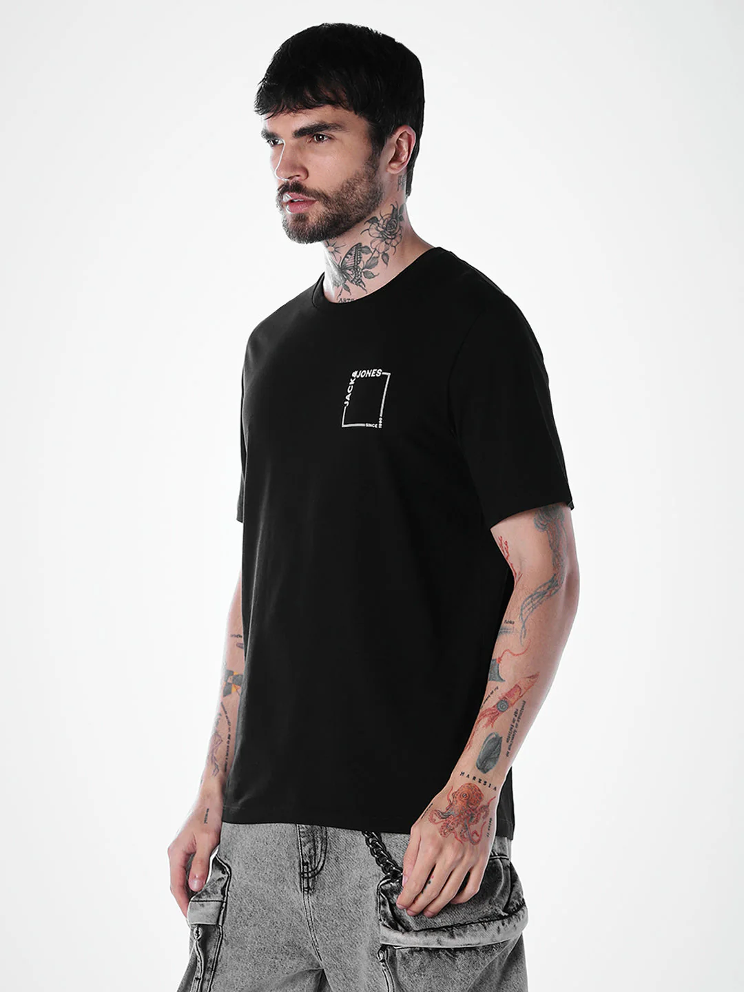 Logo print Cotton Crew Neck T-shirt - Black - Image 3