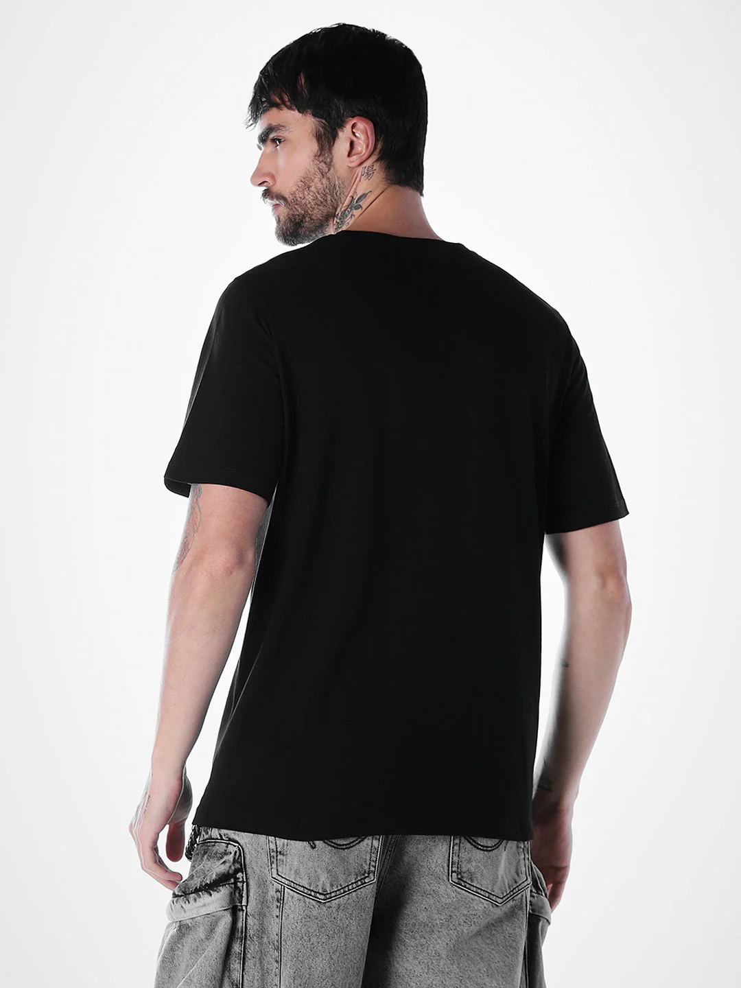 Logo print Cotton Crew Neck T-shirt - Black - Image 4