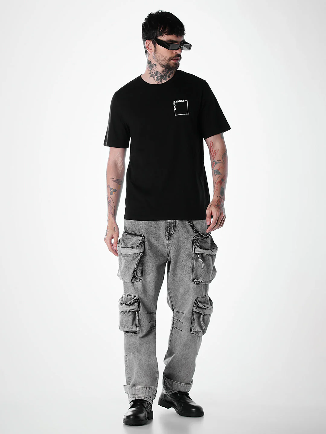 Logo print Cotton Crew Neck T-shirt - Black - Image 6