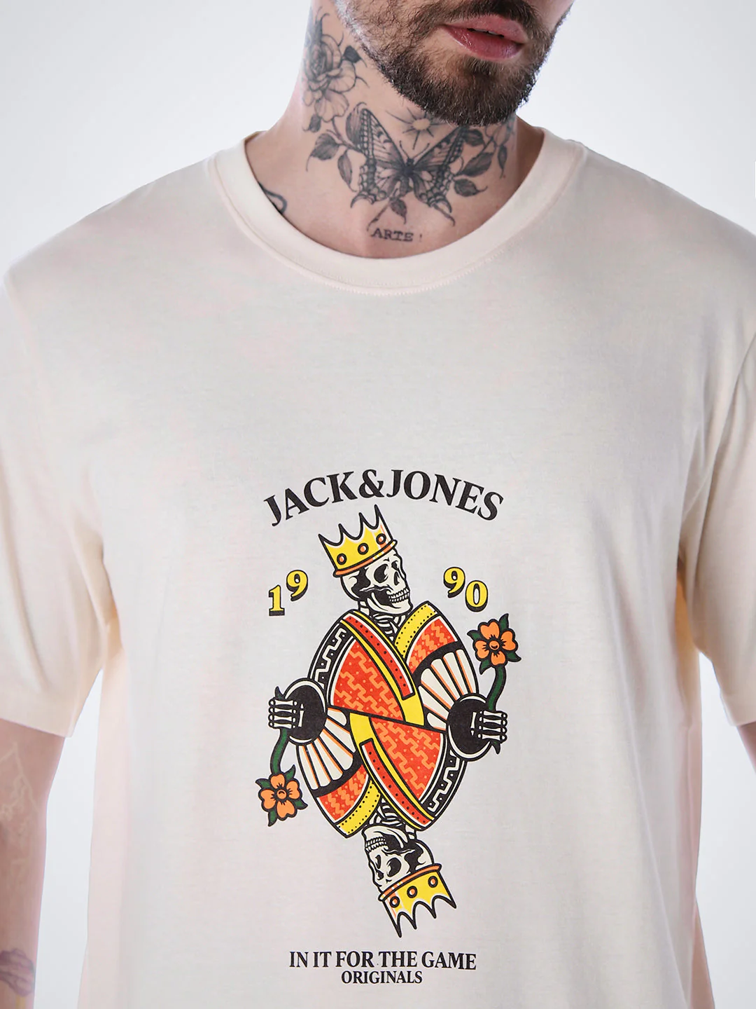 Printed Cotton T-shirt - Beige - Image 5