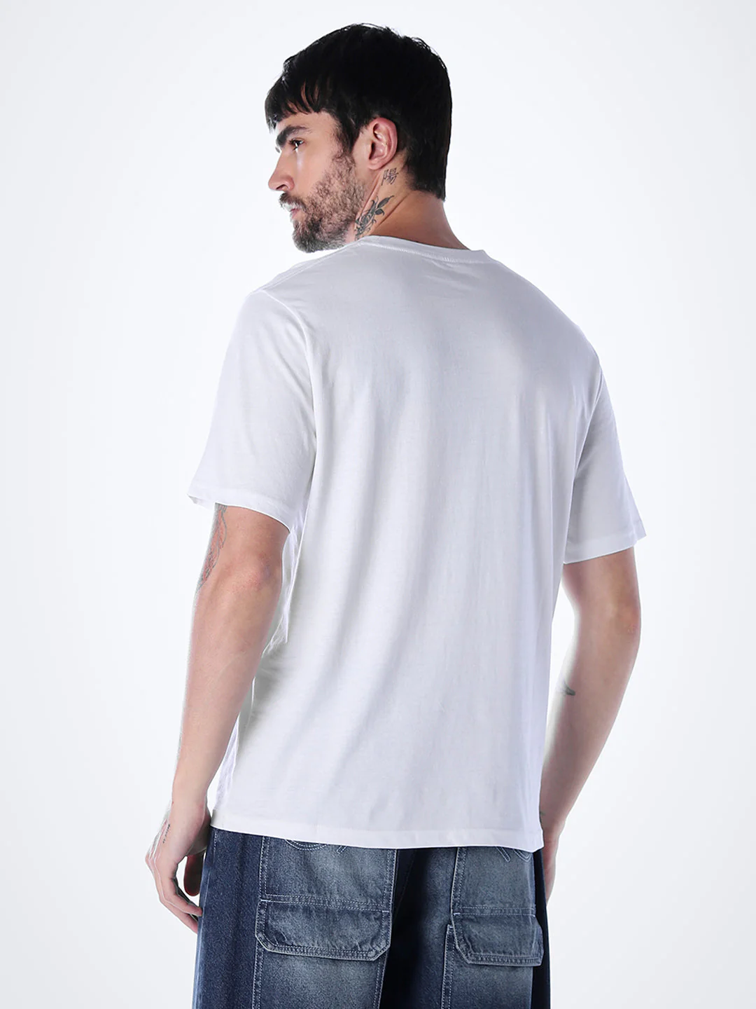 Skull Print Cotton T-shirt - White - Image 4