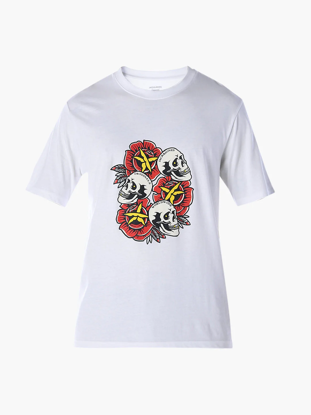 Skull Print Cotton T-shirt - White - Image 7