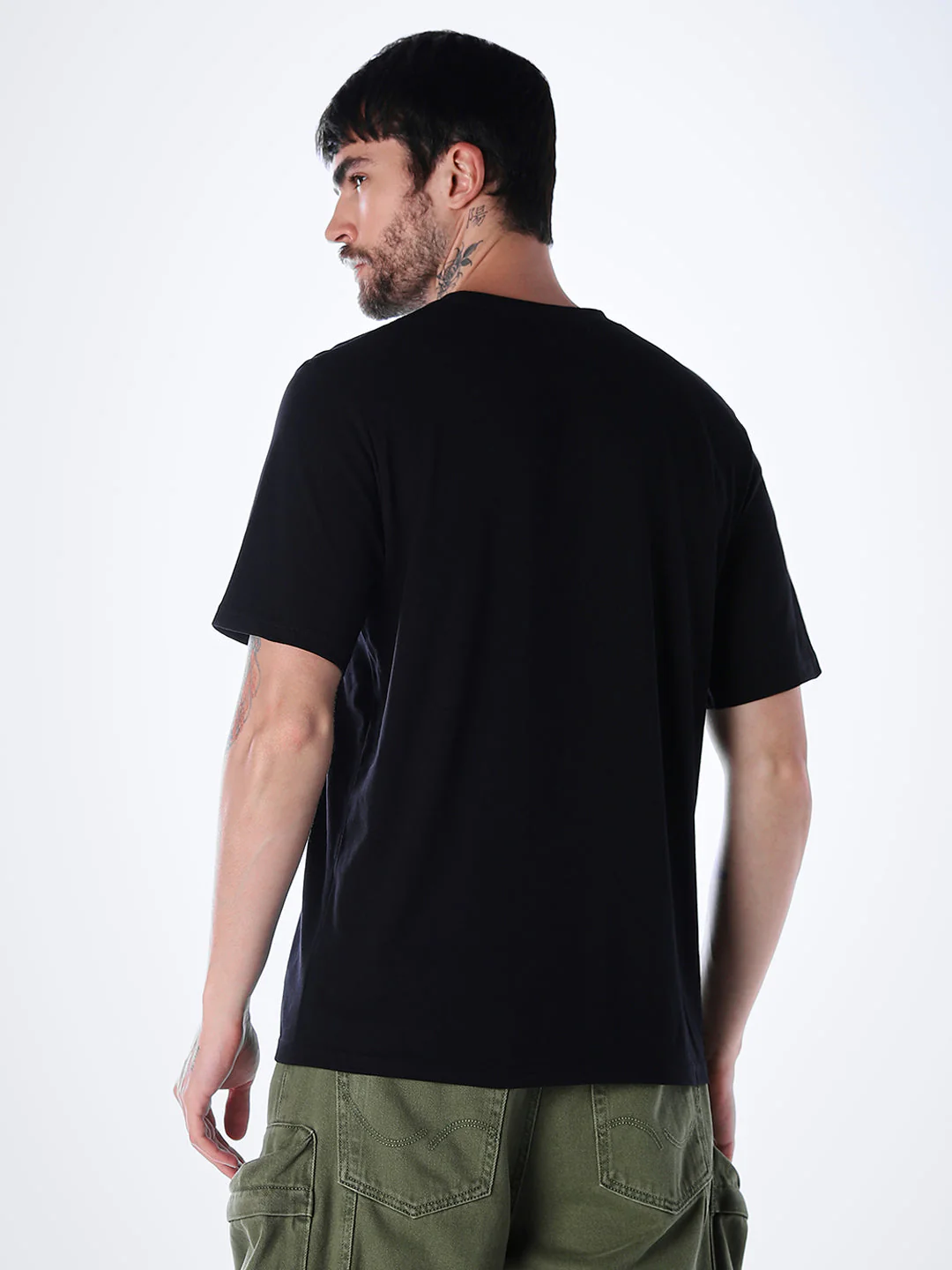 Skull Print Cotton T-shirt - Black - Image 4
