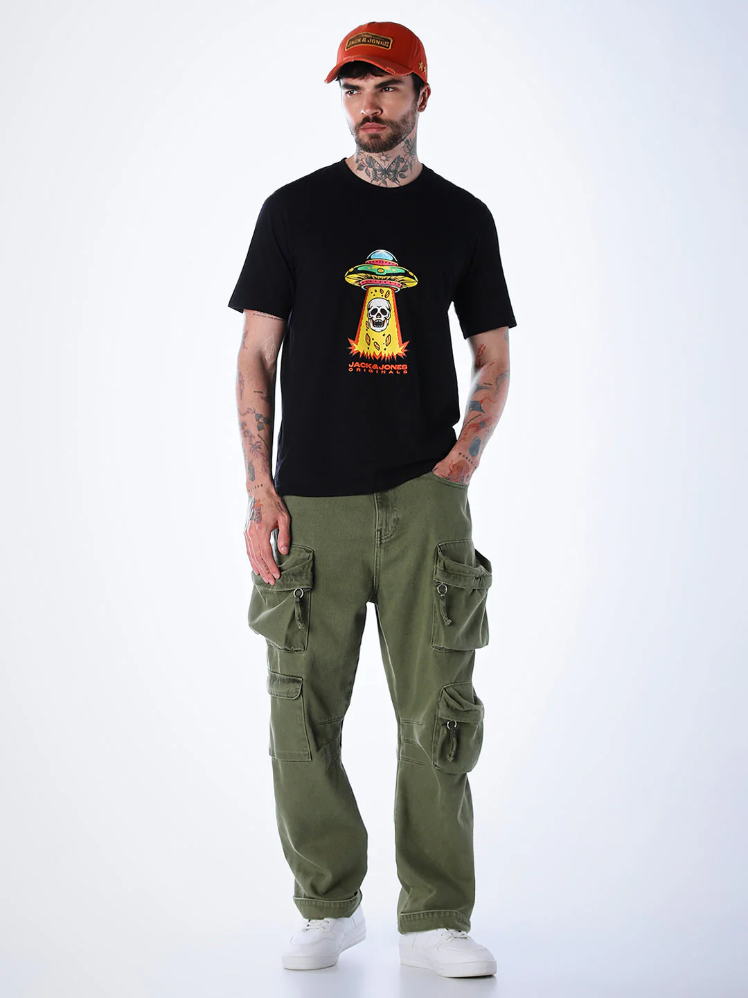 Skull Print Cotton T-shirt - Black - Image 6