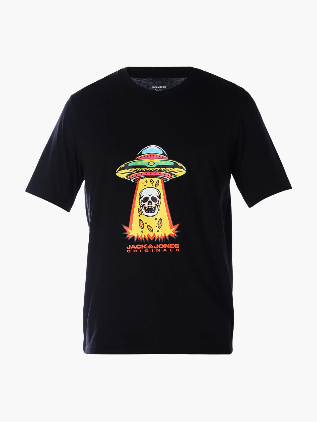 Skull Print Cotton T-shirt - Black - Image 7