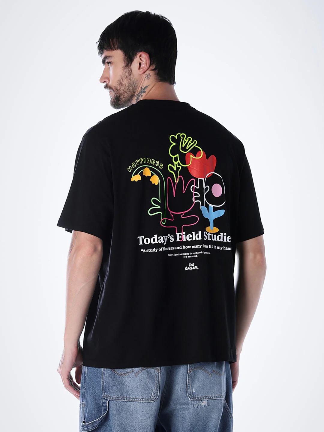 Printed Cotton T-shirt - Black - Image 4