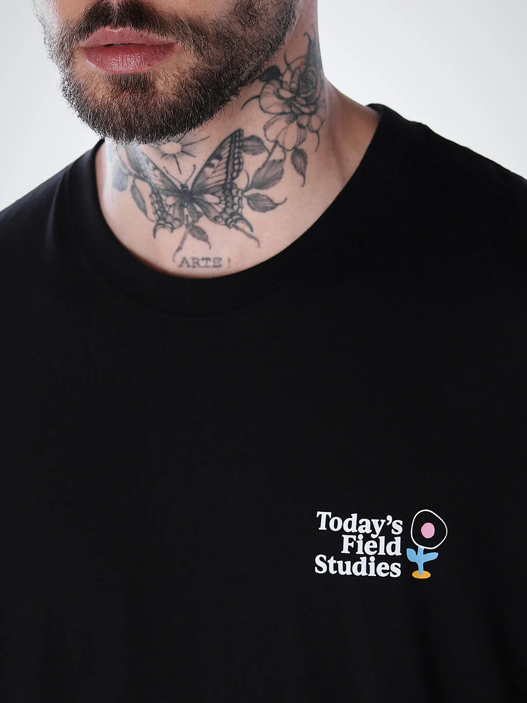 Printed Cotton T-shirt - Black - Image 5