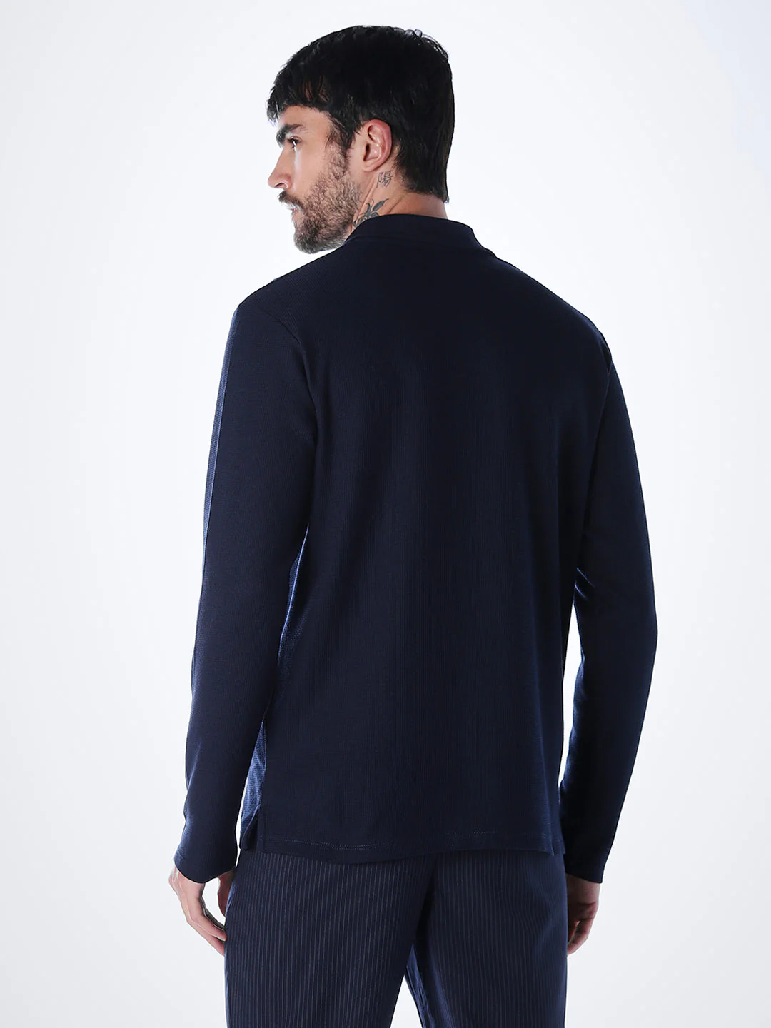 Regular Fit Full Sleeves Polo - Blue - Image 4