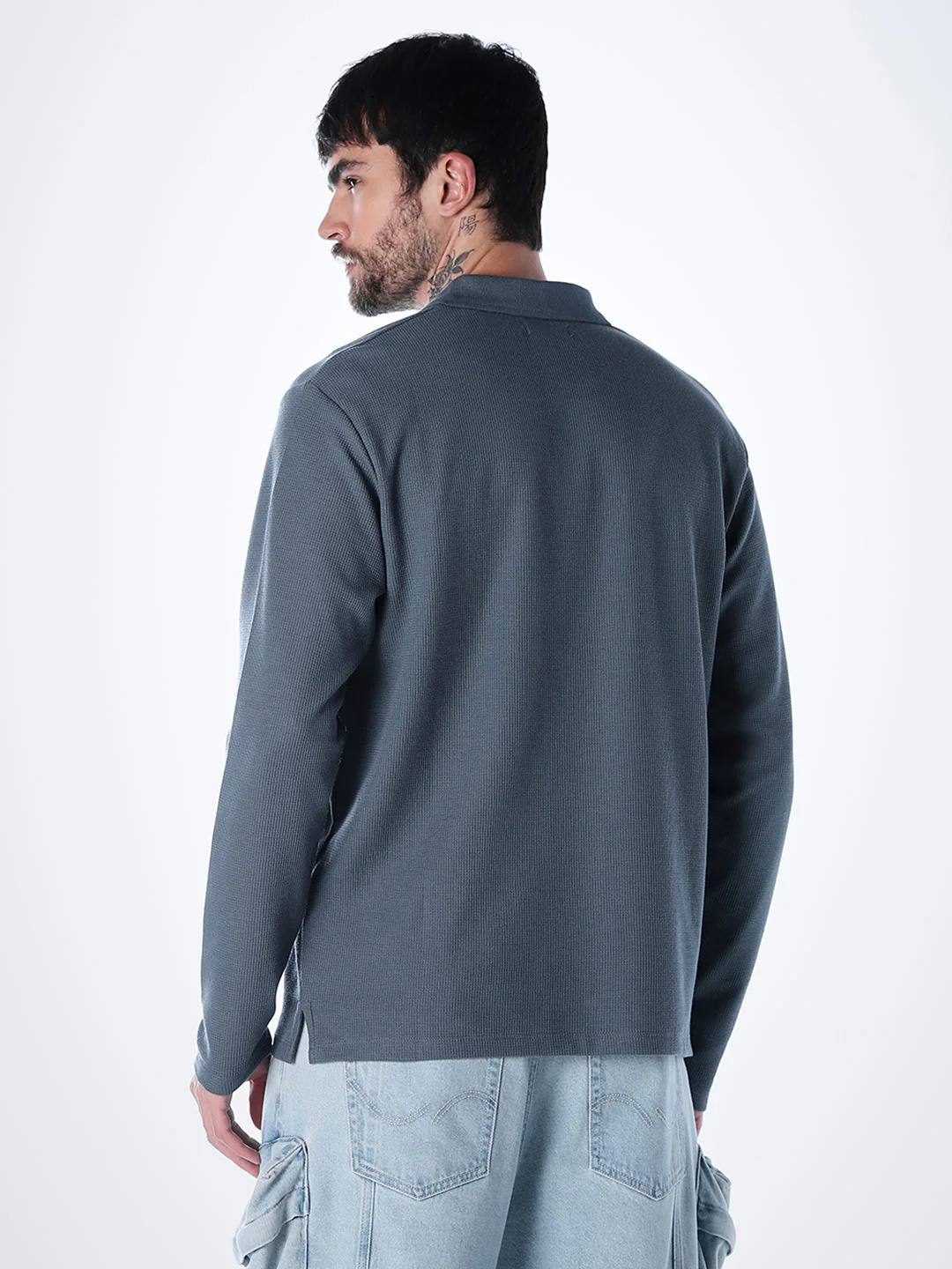Regular Fit Full Sleeves Polo - Light Blue - Image 4